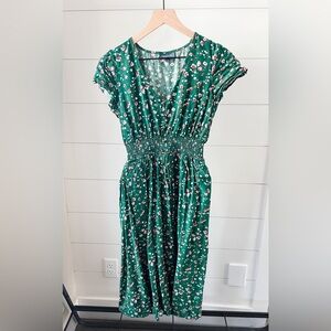 Modcloth Green Floral Midi Dress